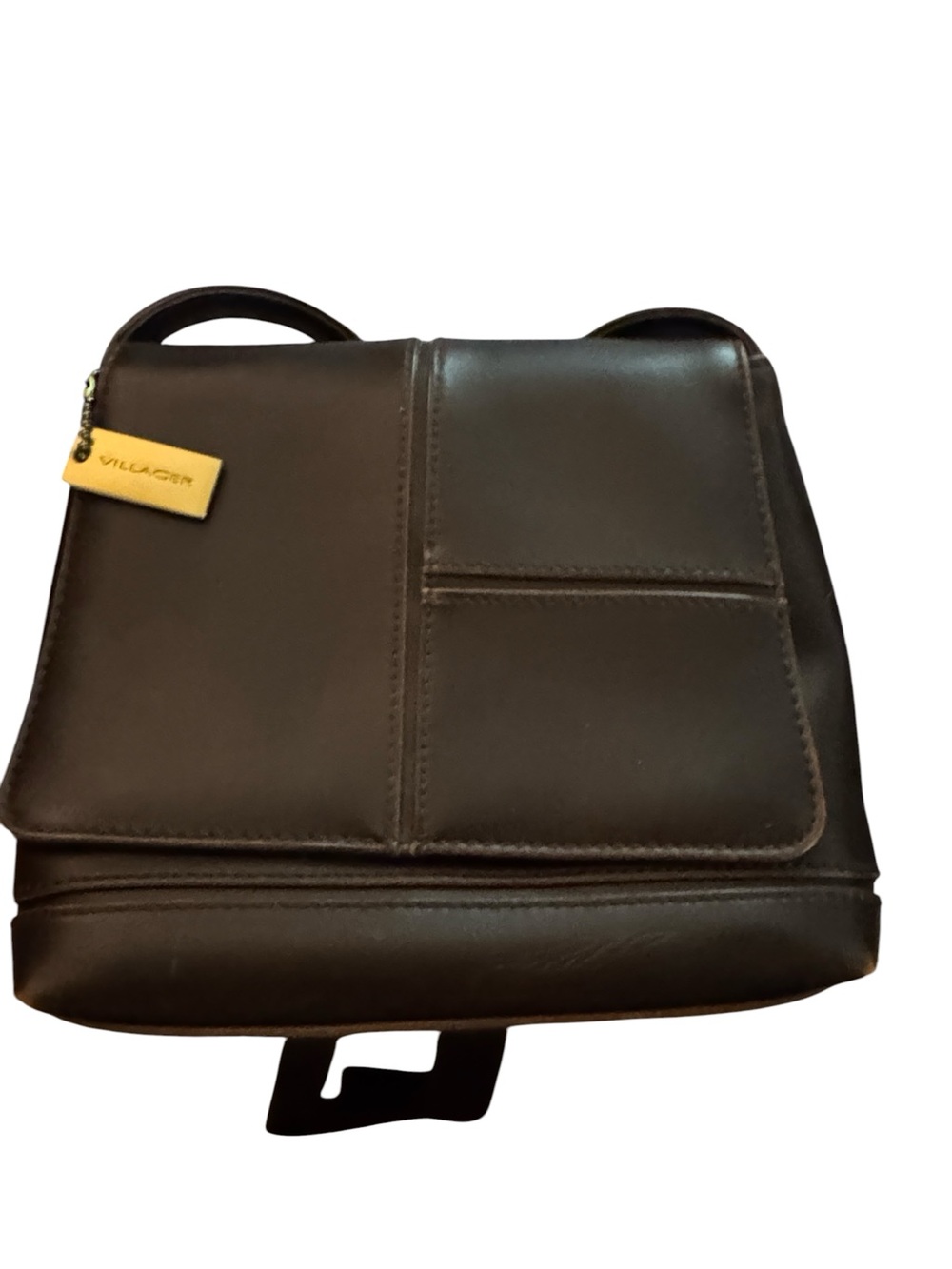 Villager Brown Leather Structured Crossbody Bag - Picture 3 of 5